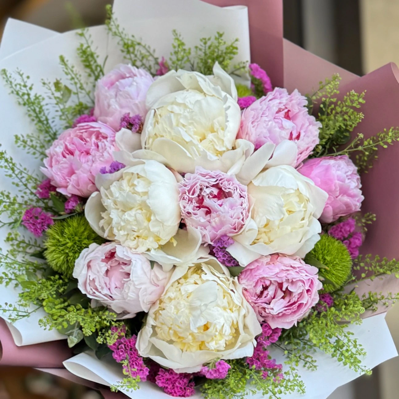 Pembe Beyaz Şakayık Buketi