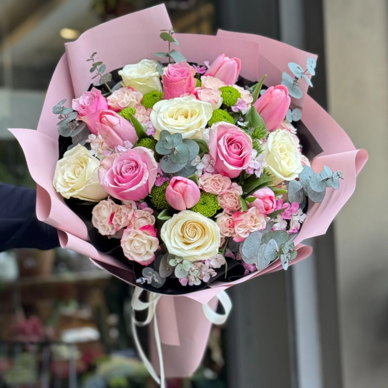 Pembe Beyaz Gül Buketi